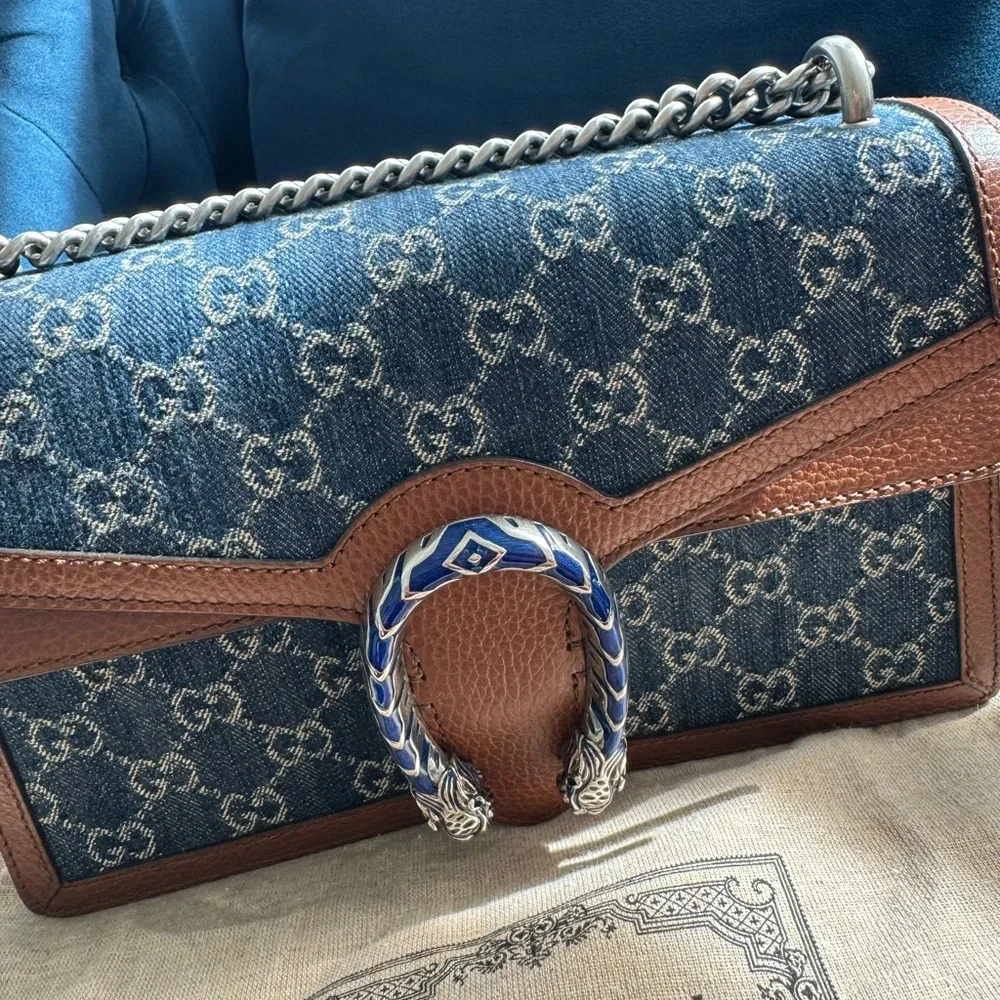 Gucci Denim and Brown Dionysus Bag - Picture 2 of 12